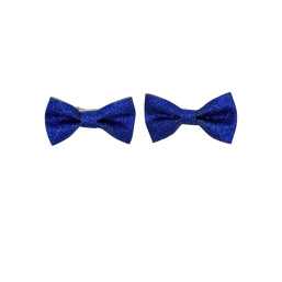Set of 2 Glitter Bow Hair Clip - Royal Blue
